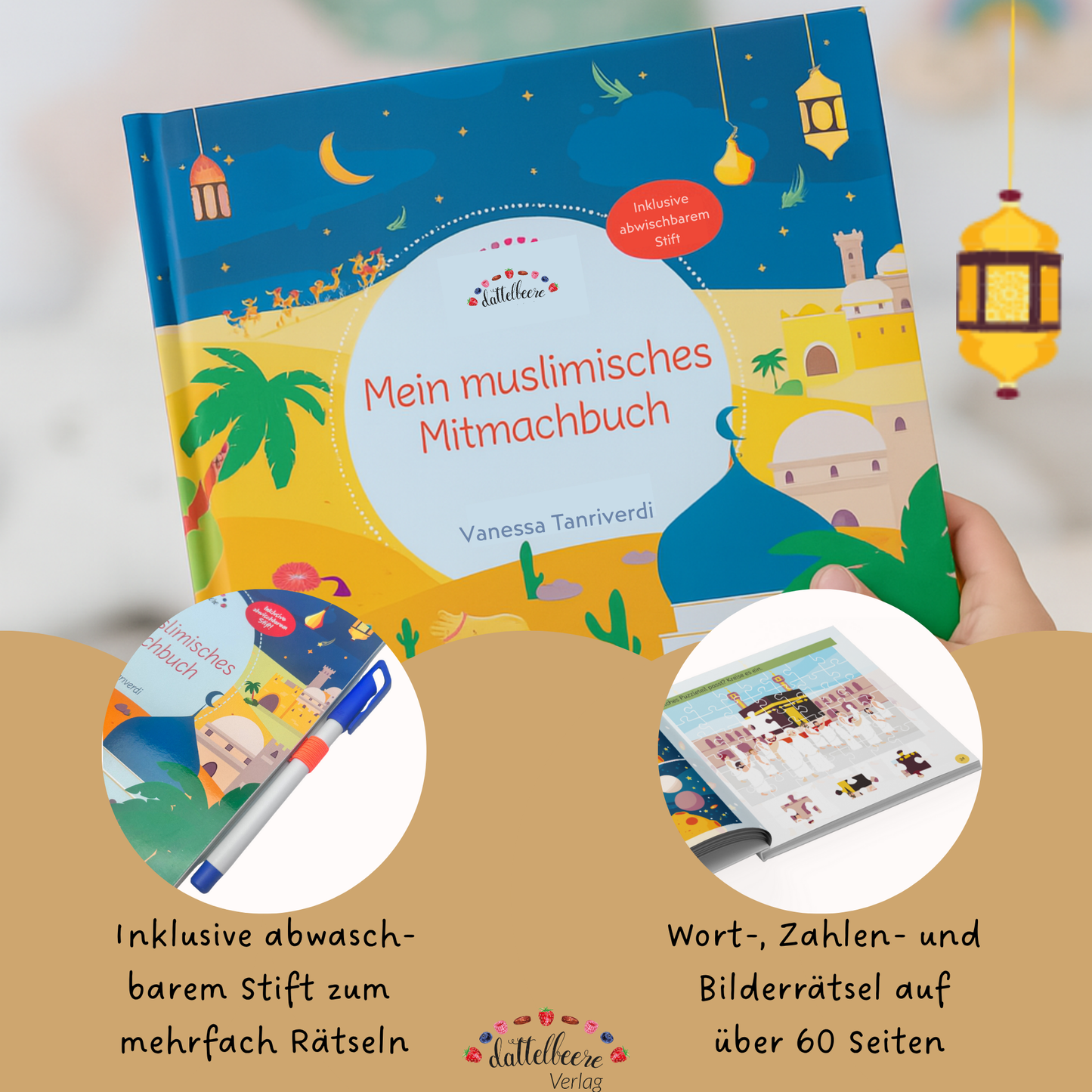 Muslimisches Mitmachbuch für Kinder mit Rätseln und abwischbarem Stift – ideales islamisches Kinderbuch ab 5 Jahren.