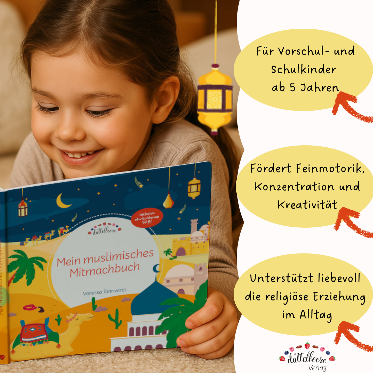 Muslimisches Mitmachbuch für Kinder ab 5 Jahren – fördert Feinmotorik, Konzentration und islamische Werte im Alltag.