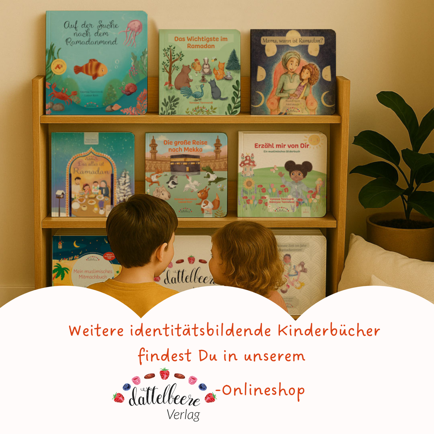 Vielfalt an islamischen Kinderbüchern im dattelbeere Verlag – identitätsstärkende Bücher im Onlineshop für muslimische Familien.