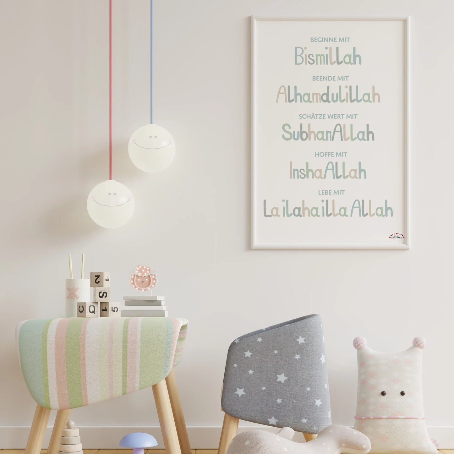 Poster Blau/Grün “Beginne mit Bismillah”