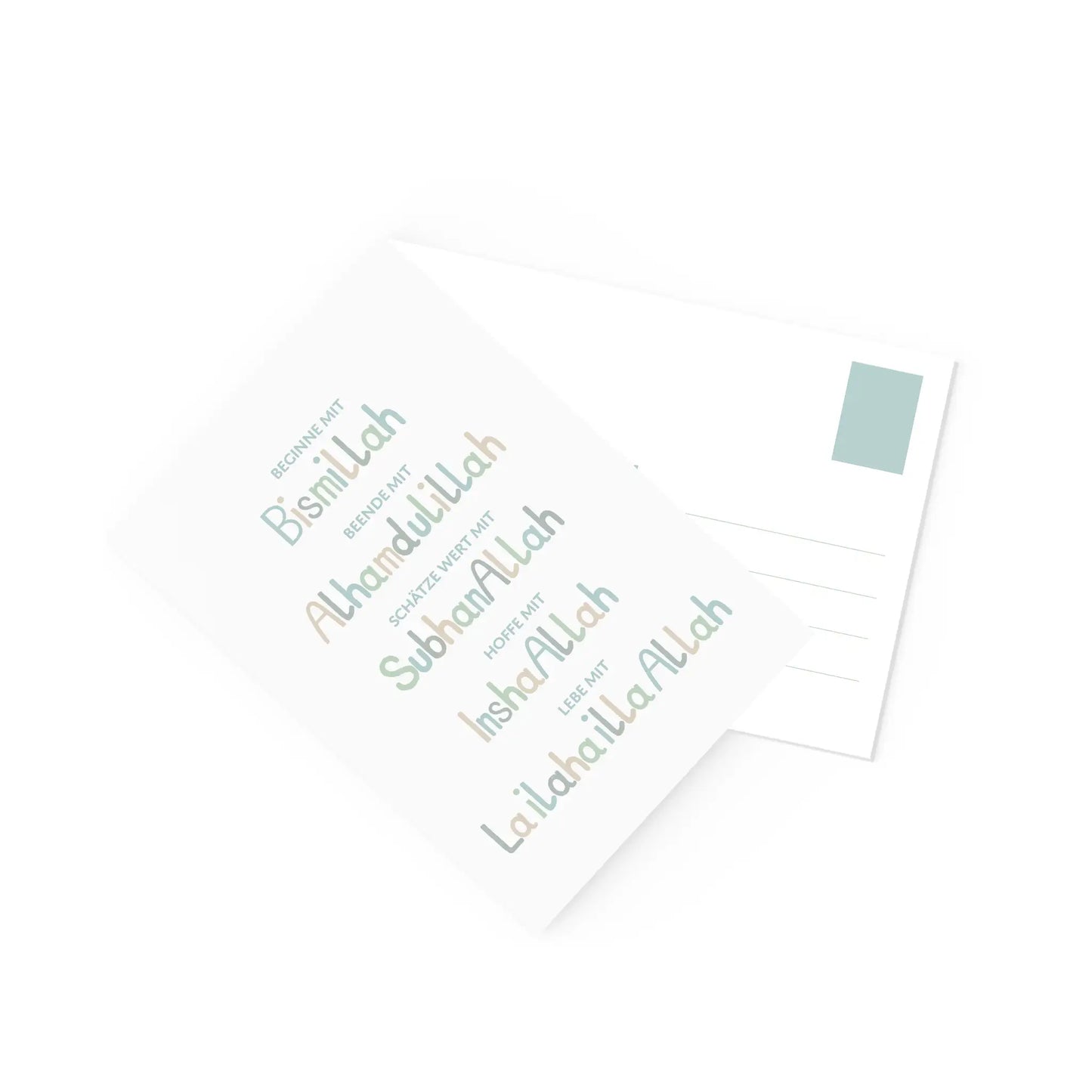 Postkarte Blau/Grün "Beginne mit Bismillah"