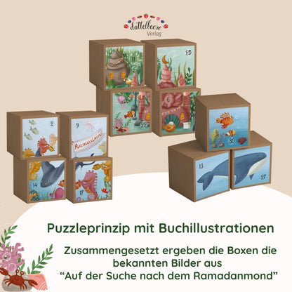 🌙 Ramadan-Paket "Auf der Suche nach dem Ramadanmond": Kinderbuch + Ramadankalender